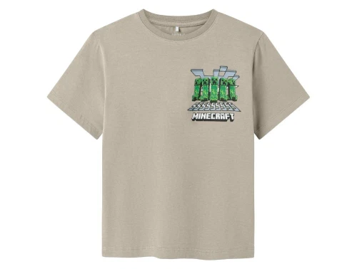 Beige t-shirt med minecraft motiv fra Name It 13243275 peyote